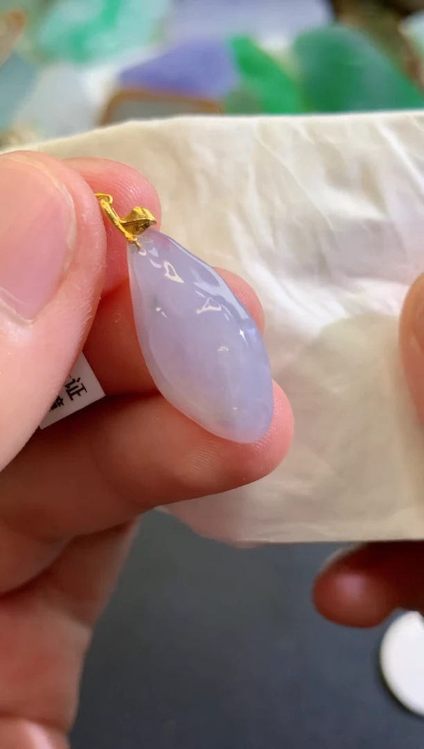 翡翠18K金镶嵌吊坠(不含链)025