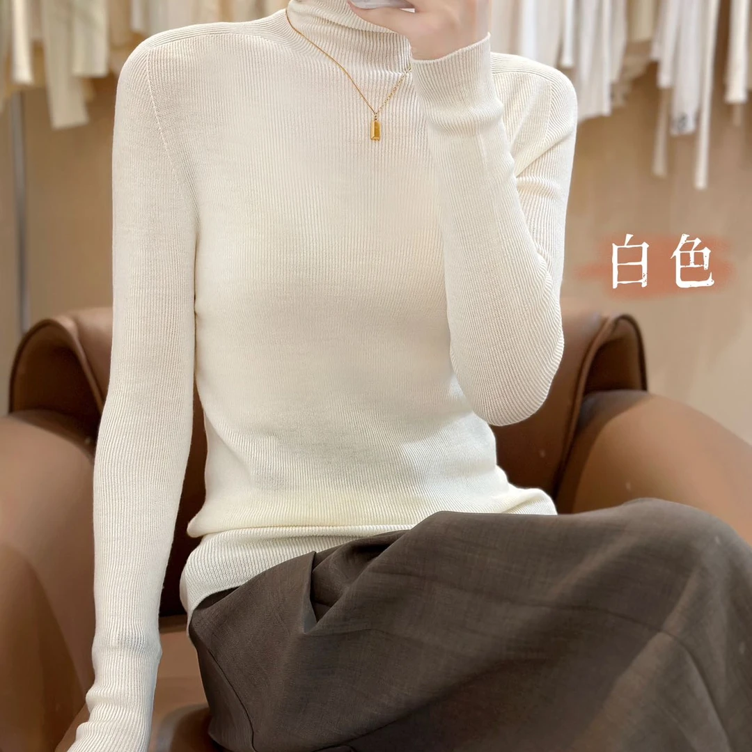 【M·Knit】可机洗100羊毛精纺【扬子纱】无缝一体高领进口澳毛打底衫