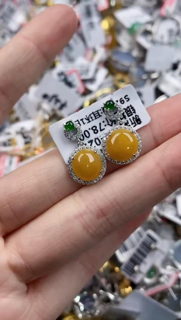 银S925镶嵌戒指翡翠15          7