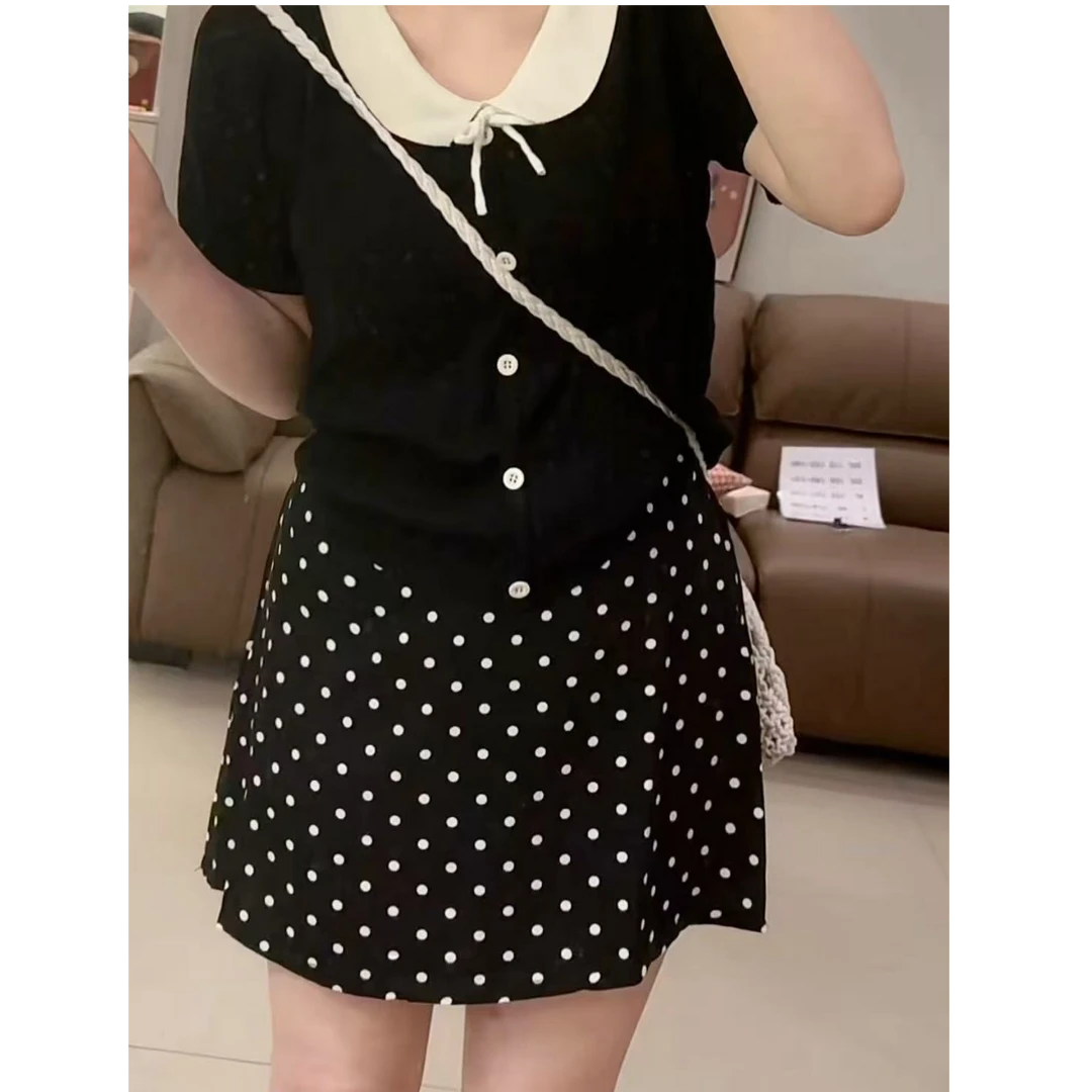 胖乐定制~【设计元素】波点长短收腰显瘦夏季气质百搭半身裙+长裙