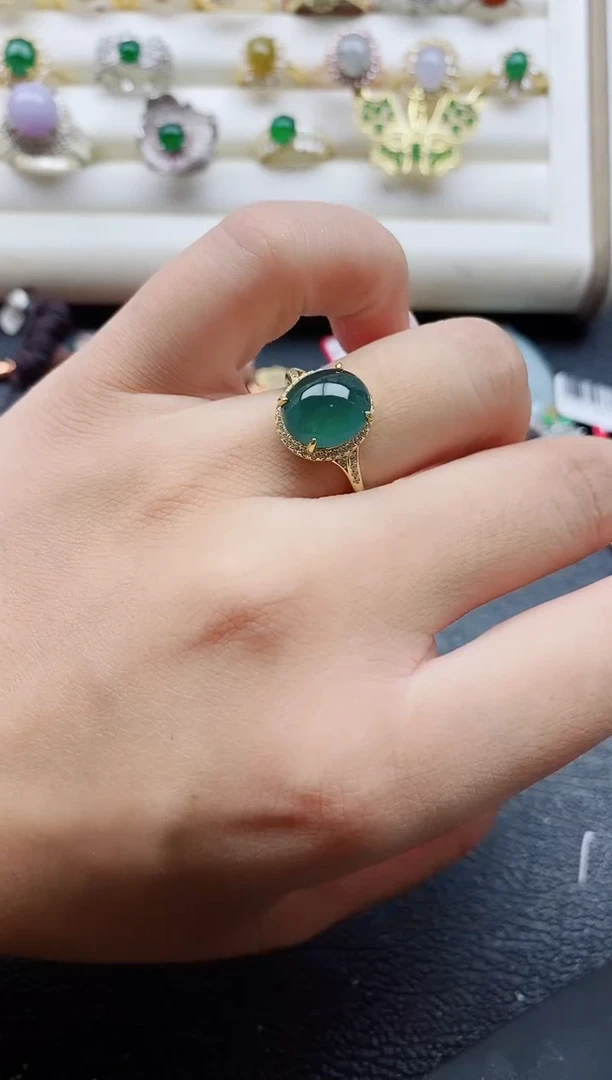 银S925镶嵌戒指翡翠1