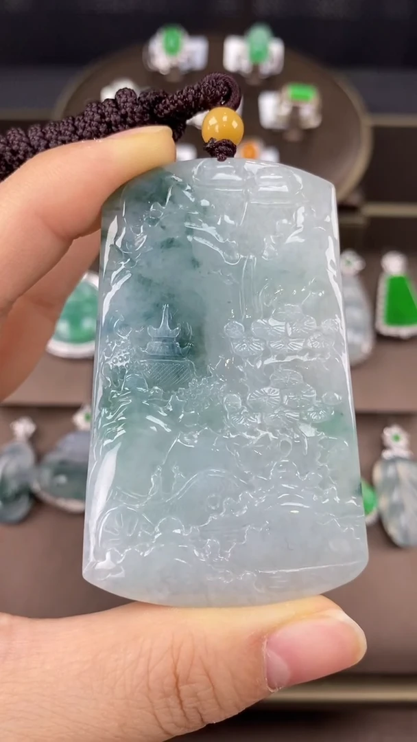 【闪购商品】翡翠吊坠(不含链)未镶嵌翡翠山水牌