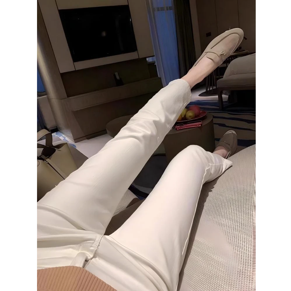 「富婆裤」2025夏季新款白色九分裤显瘦高腰直筒牛仔裤L368