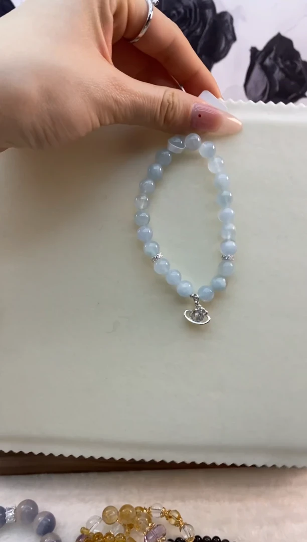 【闪购商品】水晶手链未镶嵌海蓝宝小地球