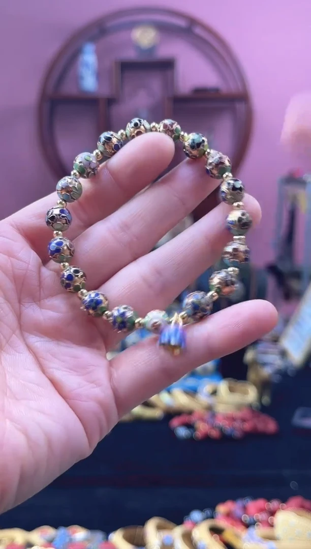 非遗 景泰蓝手串 工美金地0.8