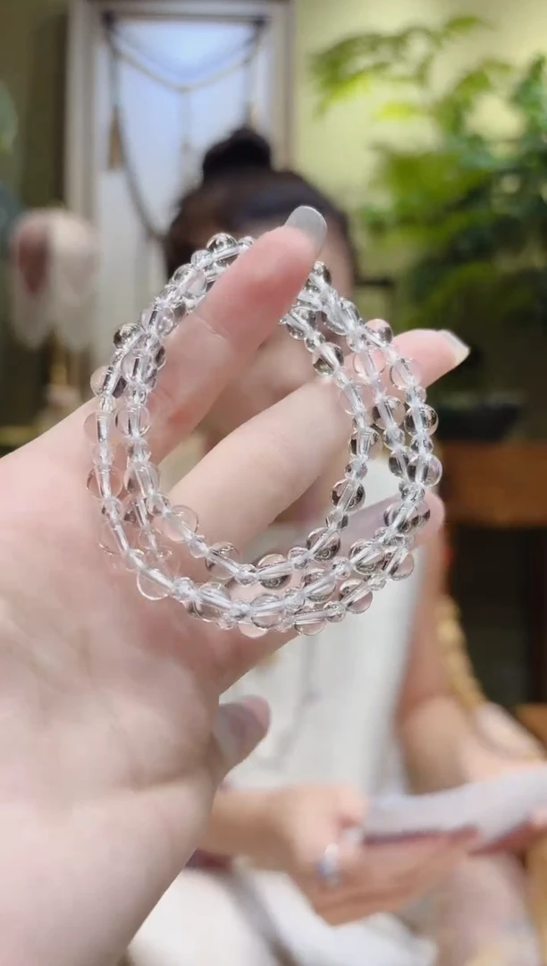 【闪购商品】水晶项链未镶嵌切割面圆珠相隔白水晶项链