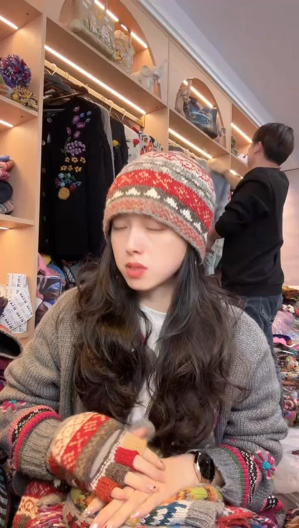 羊毛纯手工羊毛明星同款帽子