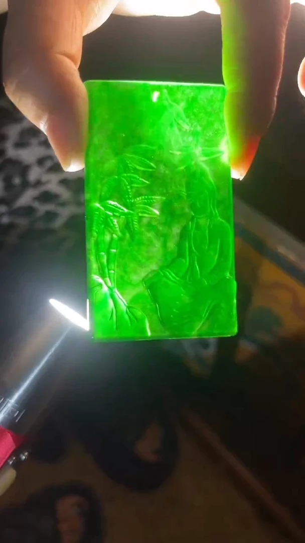 和田玉未镶嵌挂件满绿观音牌一个