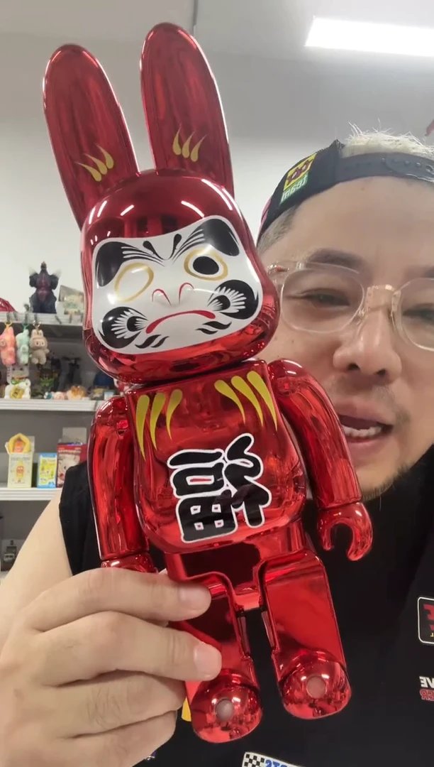 静态1bearbrick红色电镀兔达摩400%