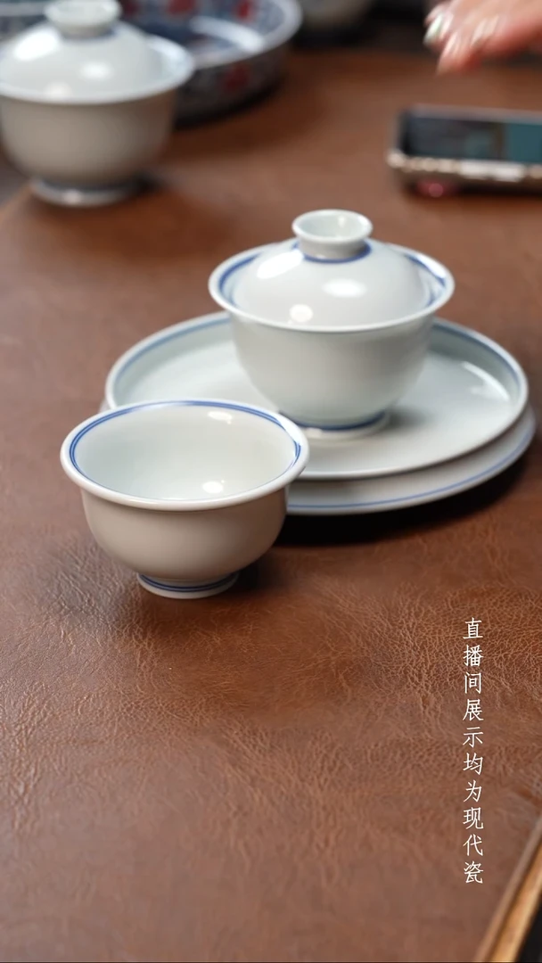 茶器茶器雨***霸素胎盖碗+壶承+大压手