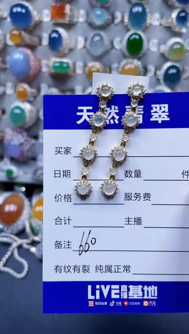 银S925镶嵌翡翠耳饰660