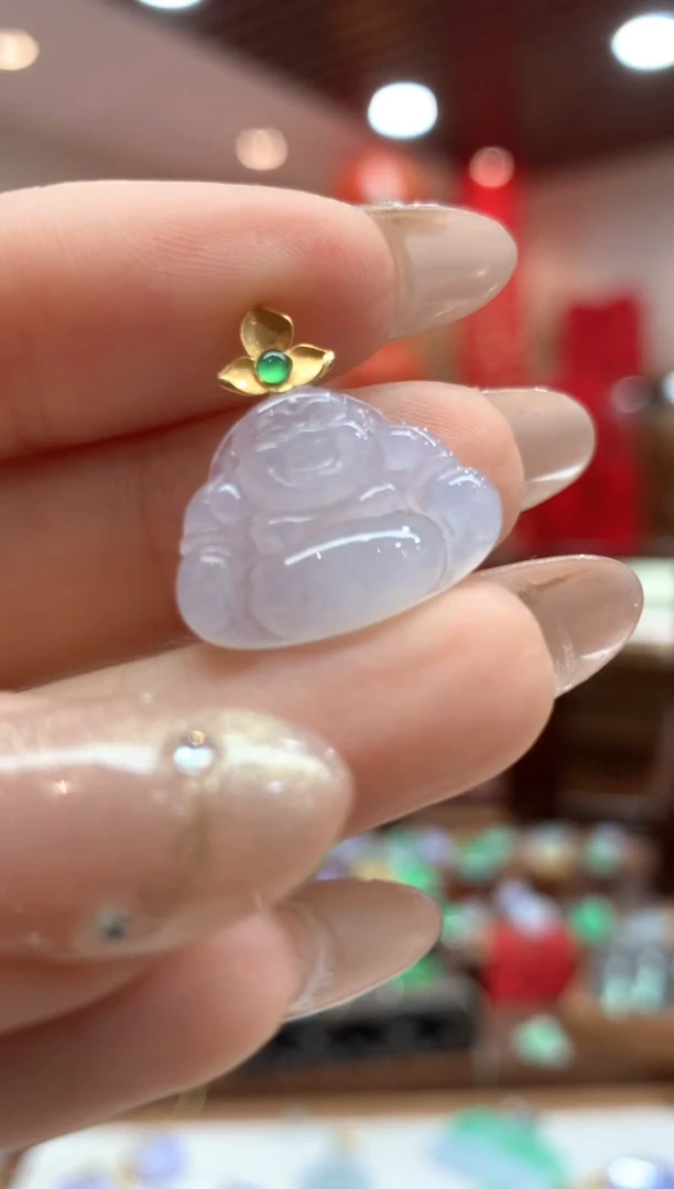 【闪购商品】翡翠吊坠(不含链)18K金镶嵌佛公