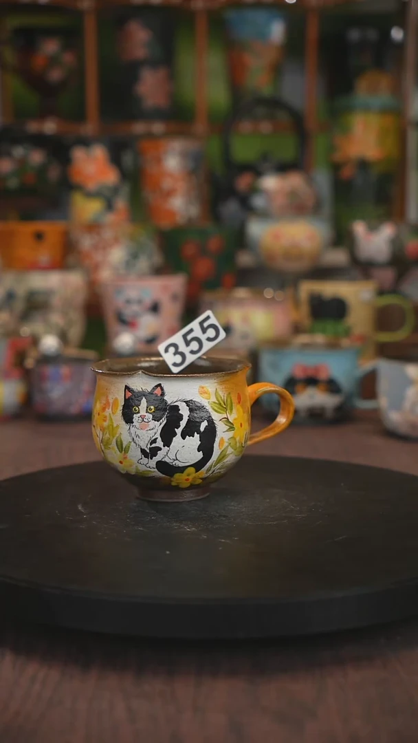 紫砂油画手绘釉下彩355