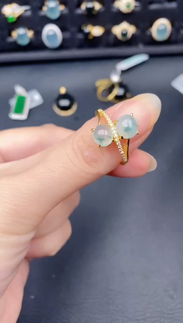 银S925镶嵌戒指翡翠天然a货翡翠419