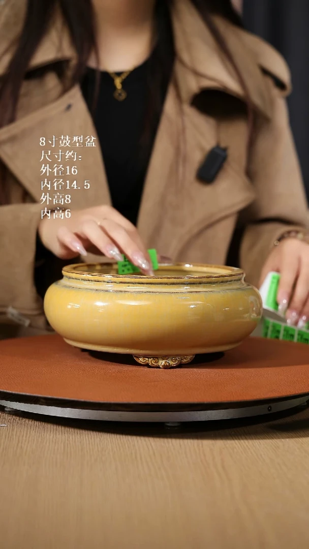 【石湾花盆】8寸鼓型盆664