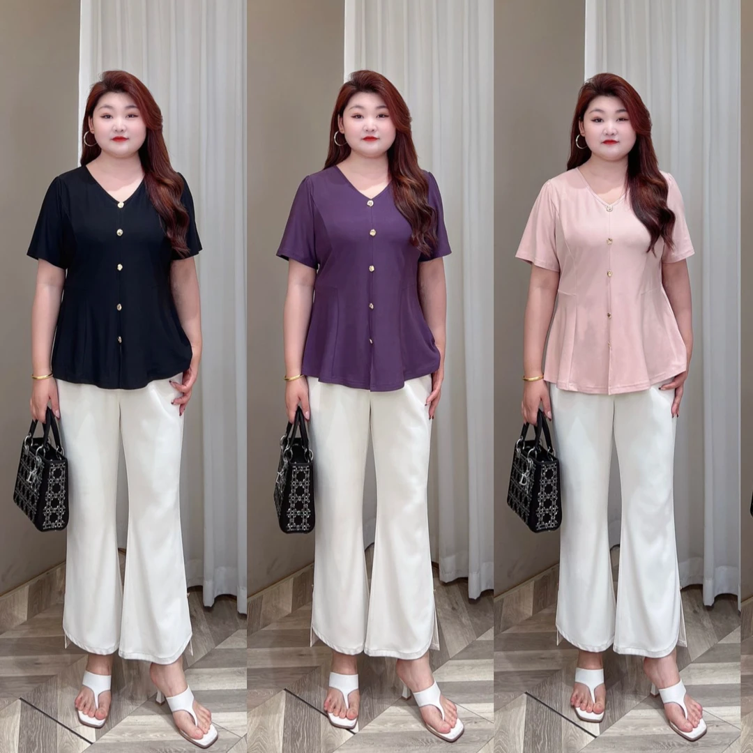 【上新现货上衣】PMM82017夏季新款简约纯色气质V领收腰上衣