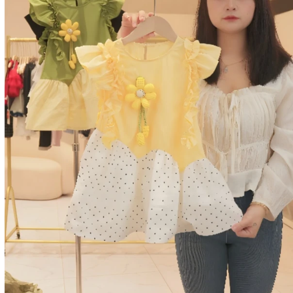 【现货】女童连衣裙夏季2025新款洋气背心公主裙女孩夏装无袖棉布裙