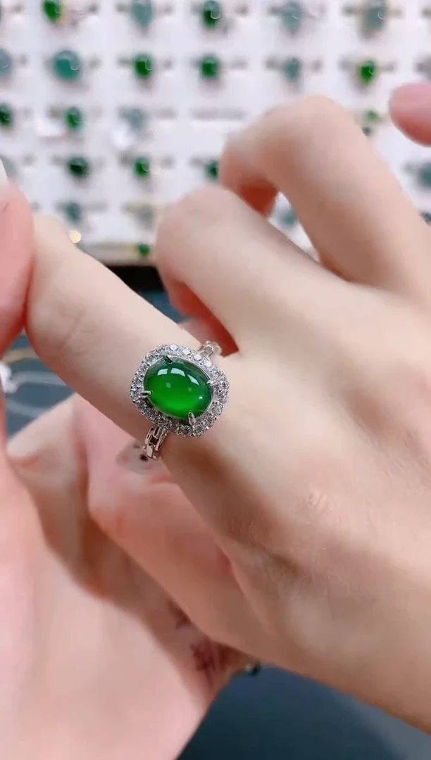 【闪购商品】翡翠戒指银S925镶嵌天然翡翠