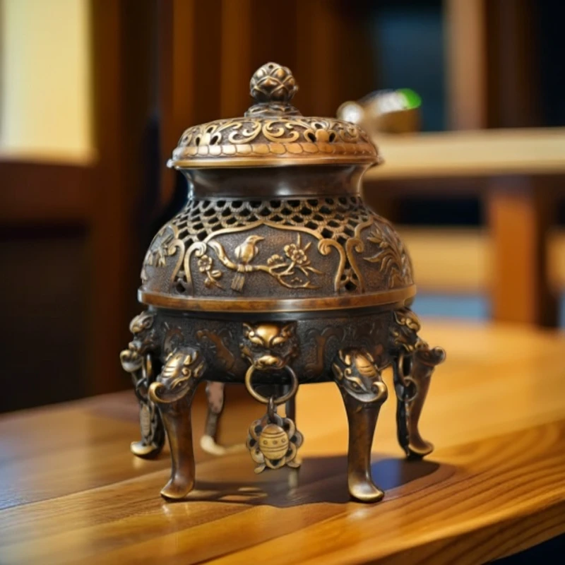 【多坤】王明錾刻帝王炉大号花鸟图文款