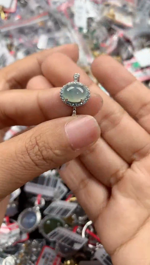 银S925镶嵌戒指翡翠333       5