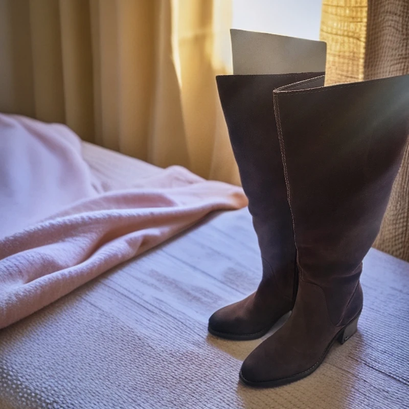 努努苏苏时装靴百搭女鞋女靴高筒靴长靴秋冬牛仔长筒时装黑色时尚