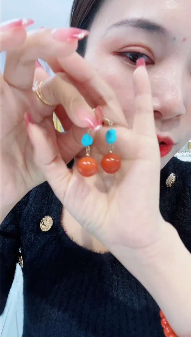 【闪购商品】南红玛瑙耳环银S925镶嵌发货一件13m+