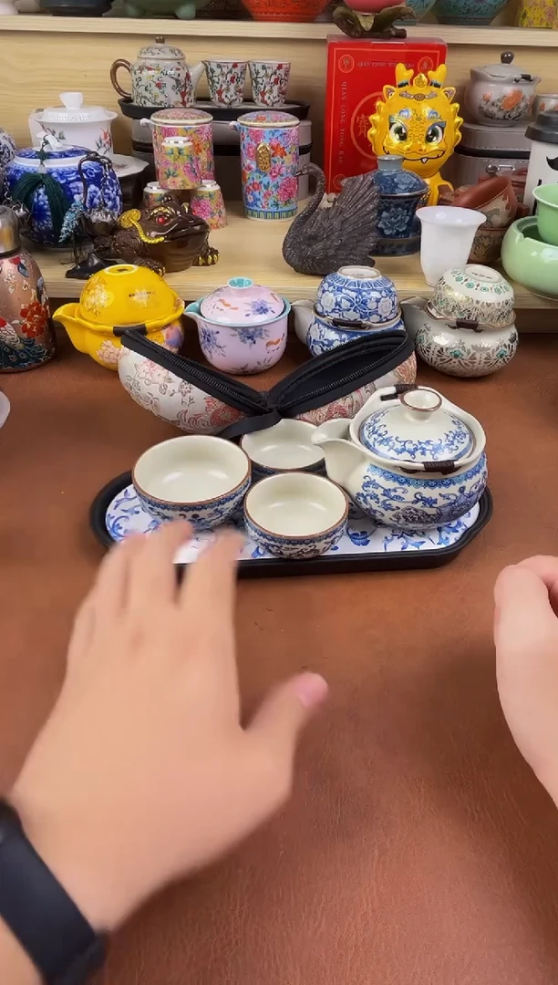 陶瓷茶具摆件旅行套组