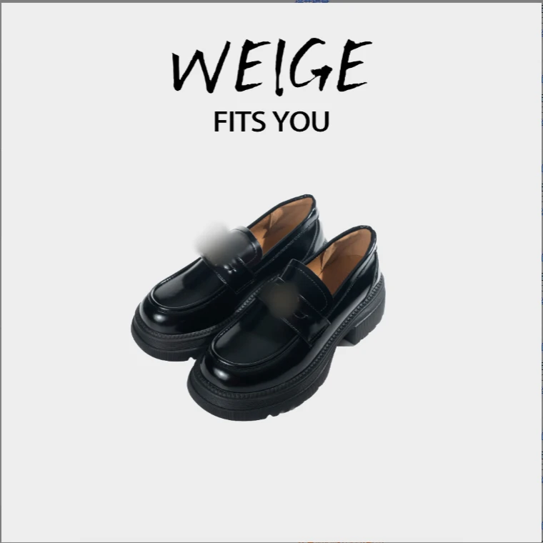 【魏哥专属】英伦风一脚蹬休闲粗跟田园风乐福鞋女款深口小皮鞋