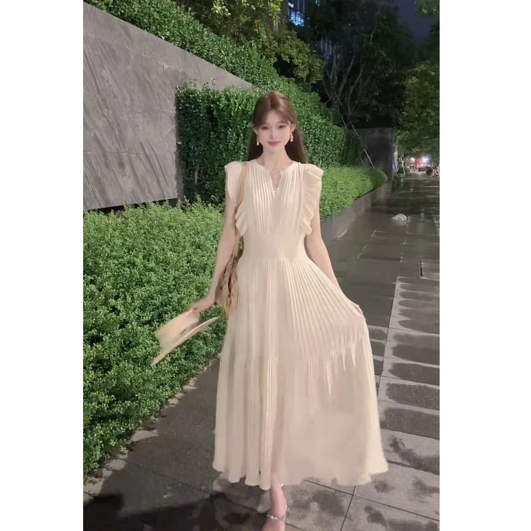 小狐狸PLUS无袖！2025年新款连衣裙气质长裙小众夏季显瘦法式时尚