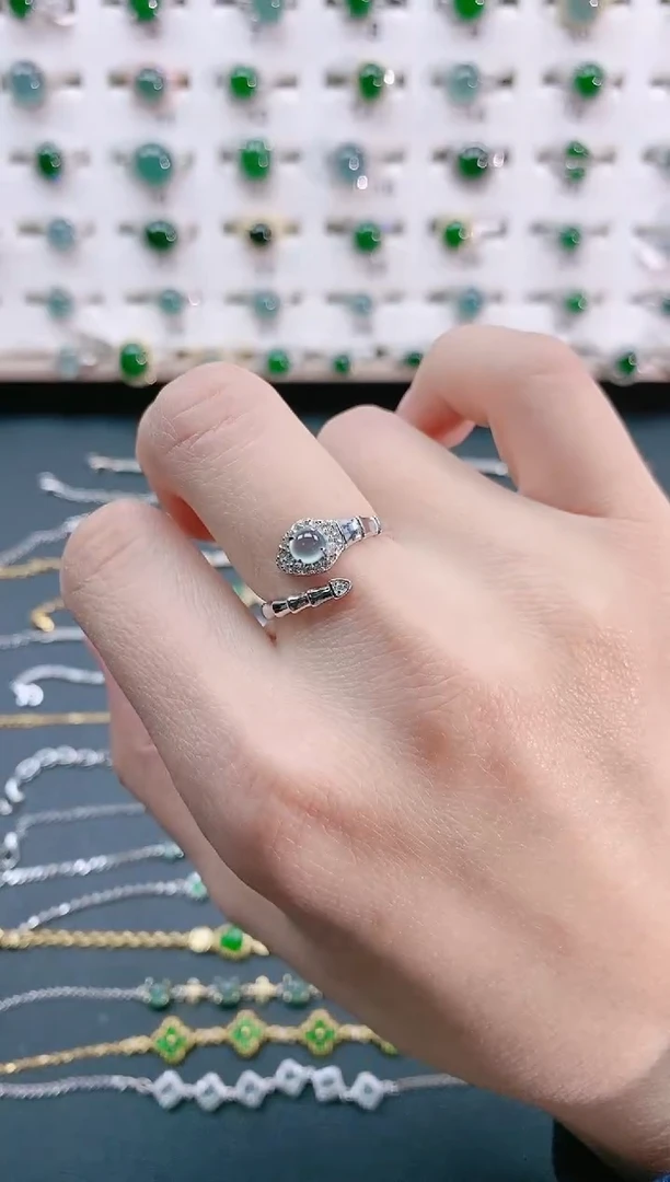 【闪购商品】翡翠戒指银S925镶嵌天然翡翠