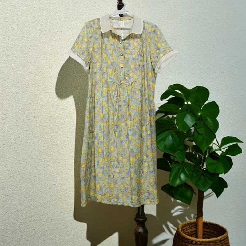 夏新款娃娃领印花连衣裙F539