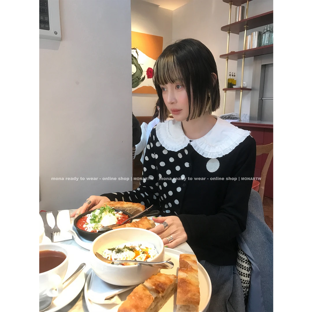 【9.29日 早10点上新】MONA 31羊毛 波点正反两穿毛衣女 O125S08312