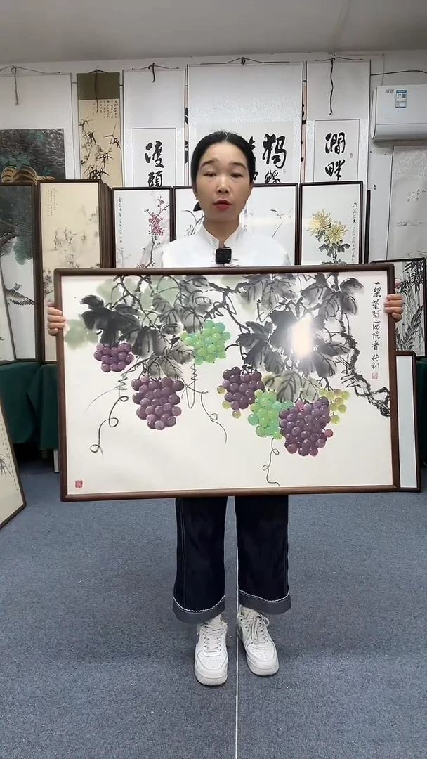 国画62*92实木画框京东包邮手绘横幅
