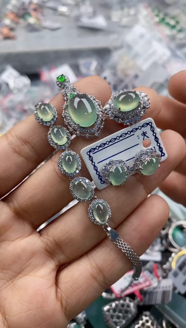 银S925镶嵌戒指翡翠444   6