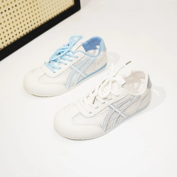 1680 网纱德迅运动鞋女2025夏季新款时尚百搭复古拼色系带女鞋