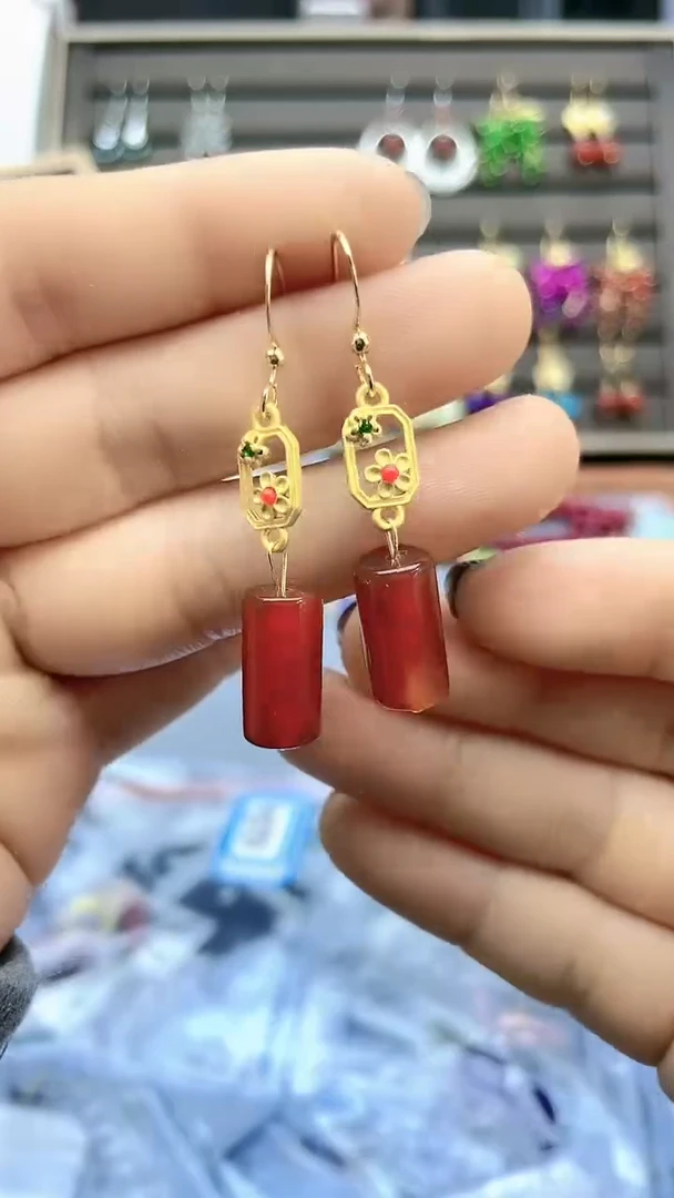 【闪购商品】玛瑙/玉髓耳饰14K金镶嵌450000