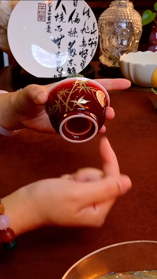【手工手绘金竹郎红主人杯】
