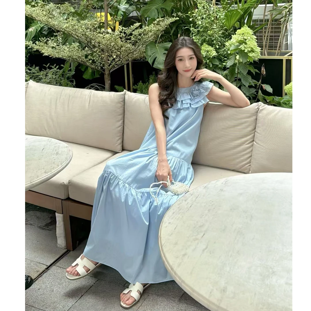 GIRDEAR/哥弟【情迷探戈】法式优雅气质无袖花边领轻奢连衣裙150030