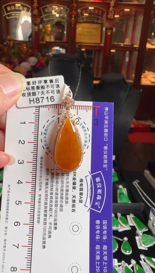 颈饰未镶嵌翡翠H8716冰红滴水