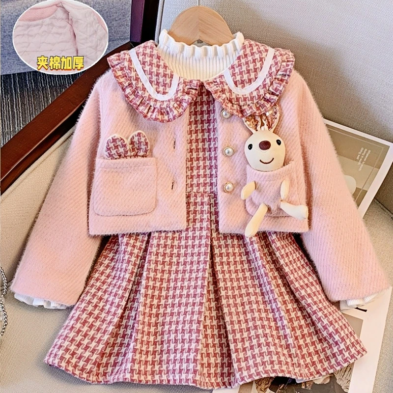 女童小香风连衣裙秋冬款2025新款儿童冬装公主裙子小女孩洋气套装