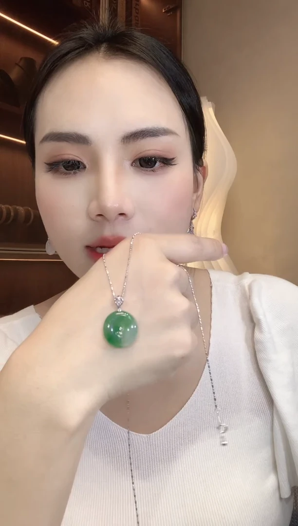 翡翠18K金镶嵌吊坠(不含链)C8