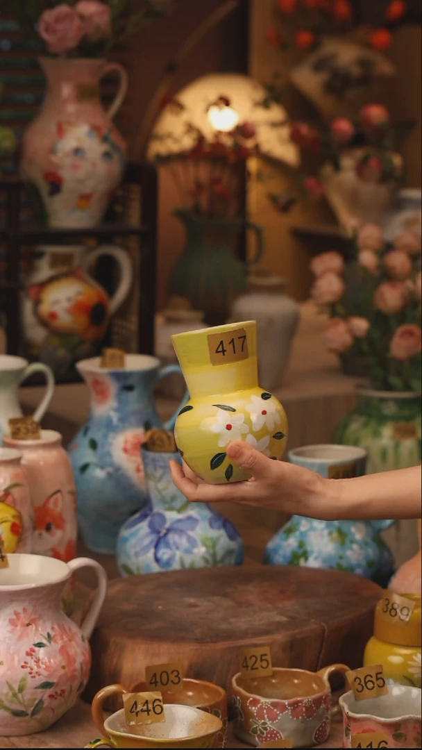 陶瓷417景德镇设计师手作花器摆件侘寂风