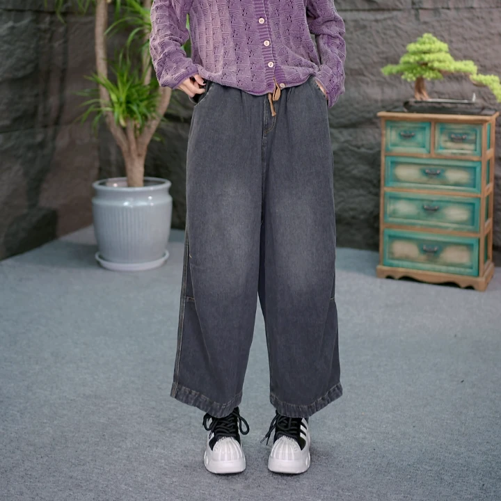 【宽松百搭牛仔裤】大码女装显瘦裤子纯色女裤九分裤