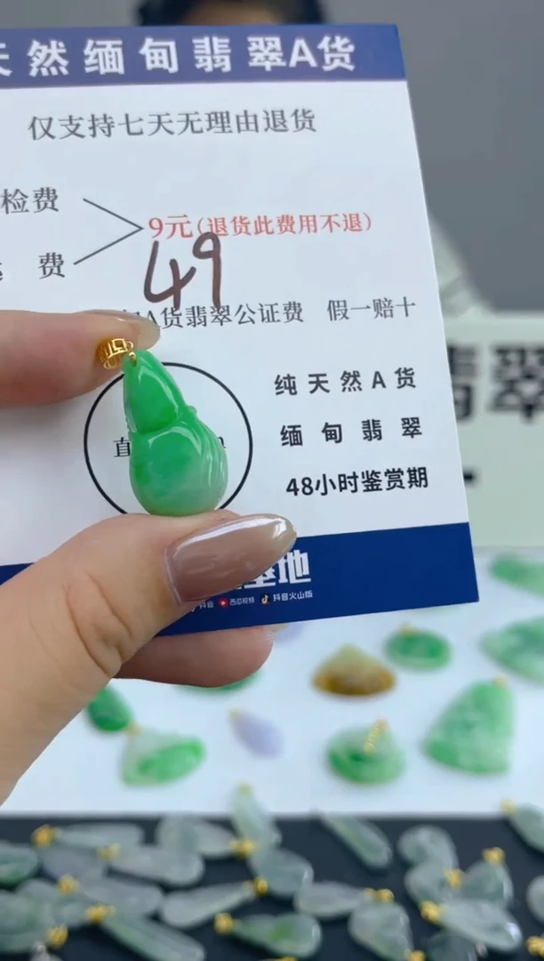 颈饰18K金镶嵌翡翠天然A货翡翠