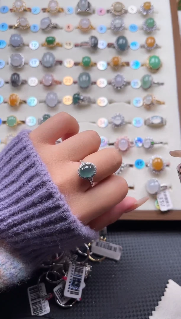 【闪购商品】翡翠戒指银S925镶嵌天然A货翡翠戒指