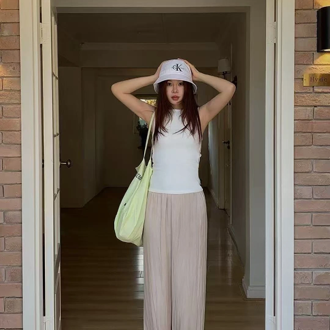 （米诺家）夏季新款高腰直筒休闲麻花凉凉裤