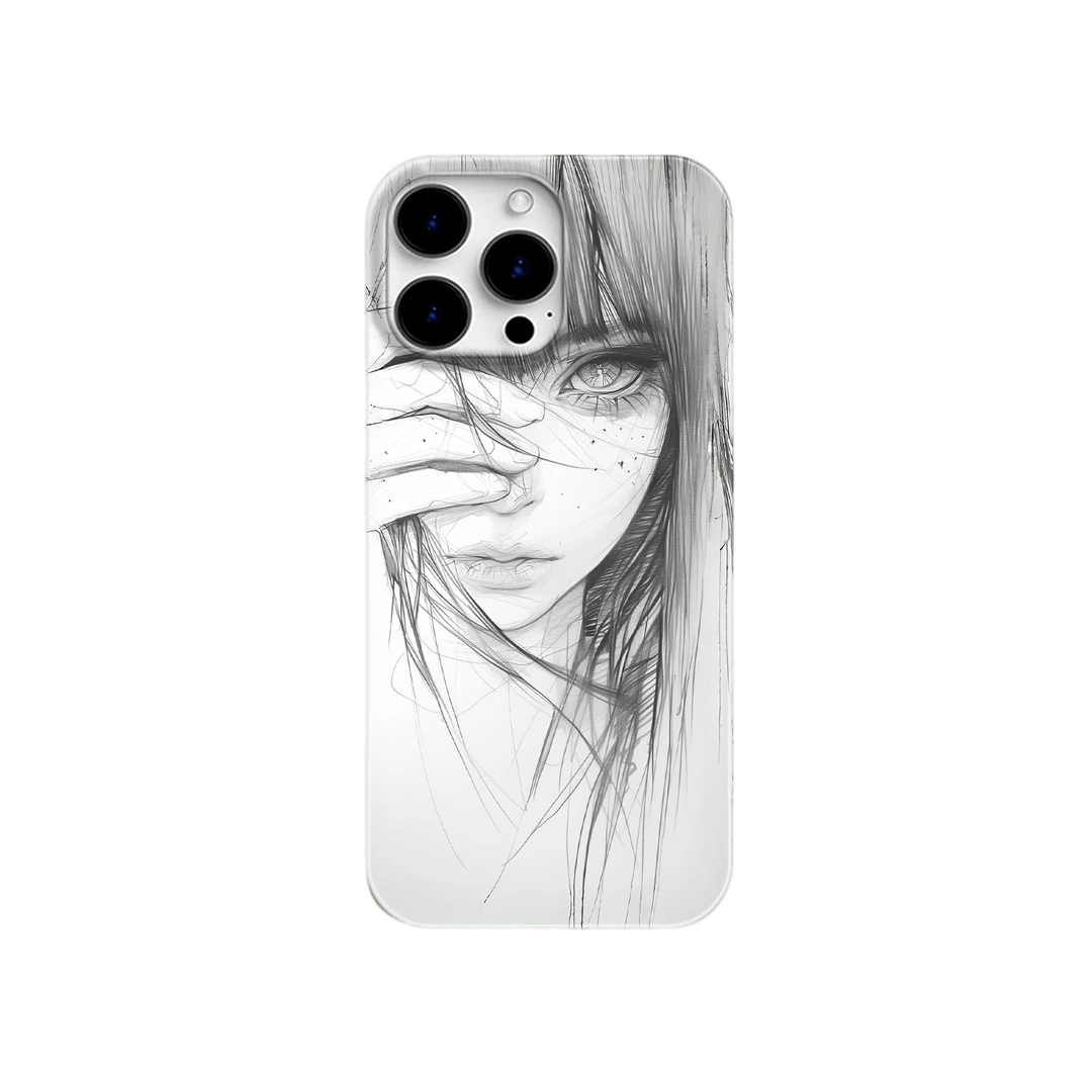 齐刘海少女适用于苹果16promax手机壳iphone15pro个性14/13小众12