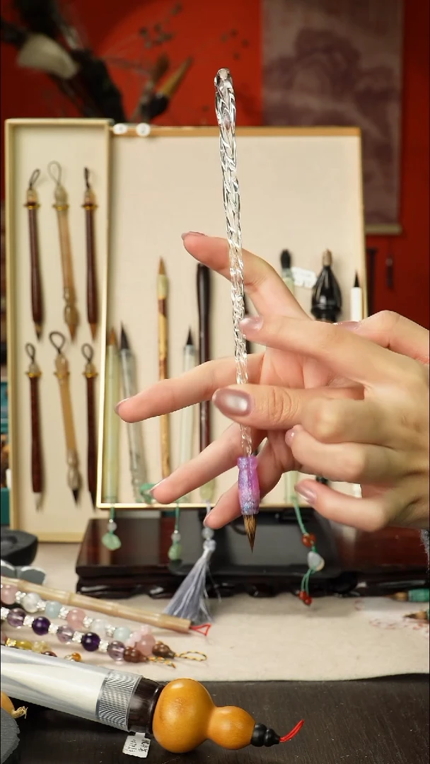 28号孤品高货毛笔链接 清水试笔 蘸墨不退