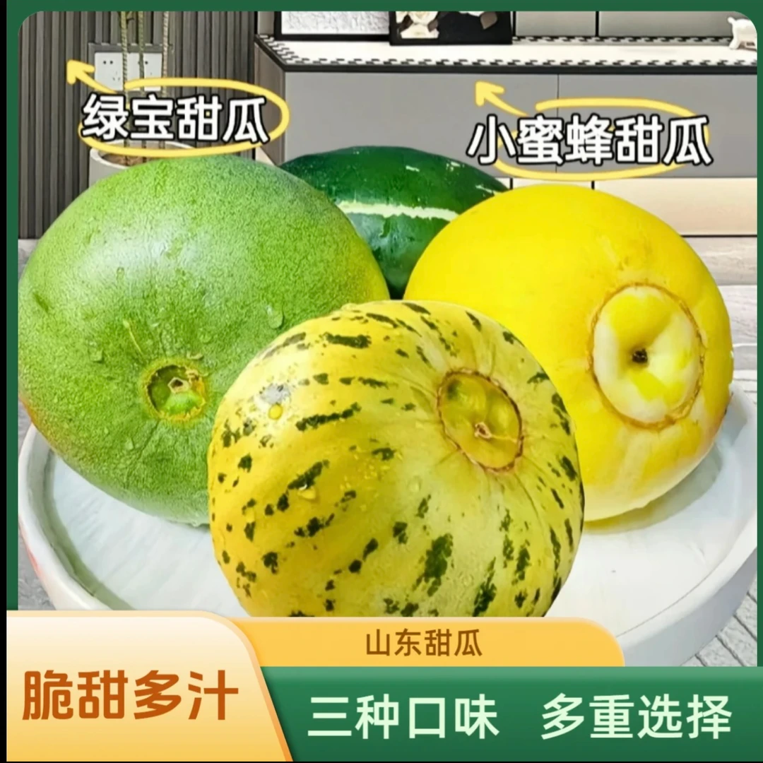 山东甜瓜香瓜蜜罐早甜脆花绿宝石香瓜直供香甜山东甜瓜水果