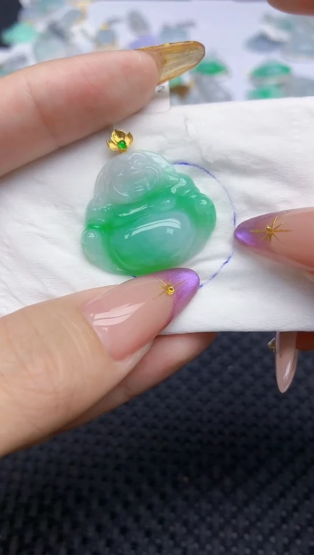 翡翠18K金镶嵌颈饰570   天然翡翠A货